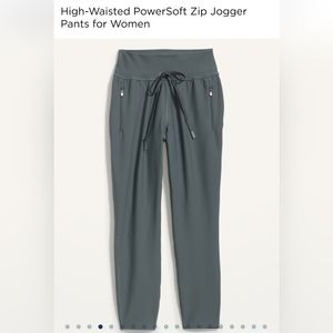 Old Navy High-Waisted PowerSoft Zip Jogger Pants for Women Blue Thyme To Pretend